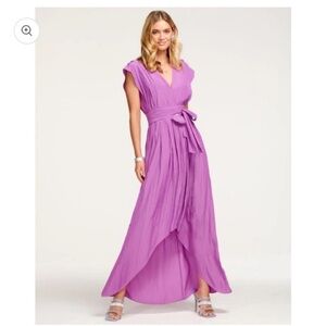 NEW Ramy Brook Rebeca v-neck Vibrant Dark Pink/light purple Maxi Dress